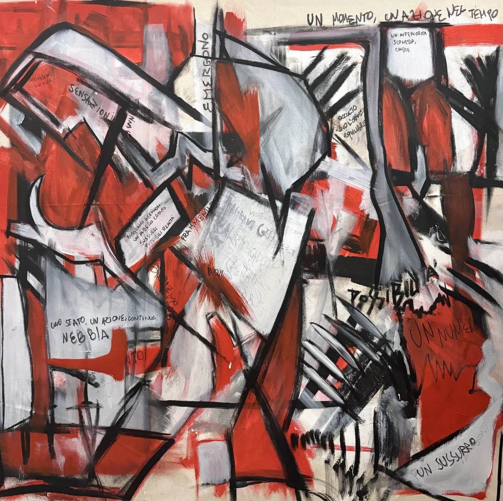 senza titolo, 2024 tecnica mista, 100x100 cm.