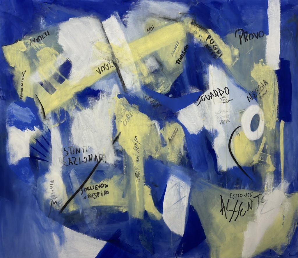 Istanti reazionari, 2025 tecnica mista, 140x160 cm.